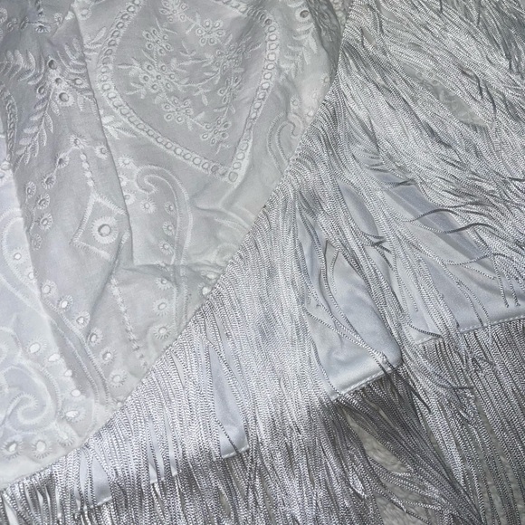 Lulus Always Ravishing White Cotton Eyelet Fringe Tulip Midi Dress - Picture 5 of 9